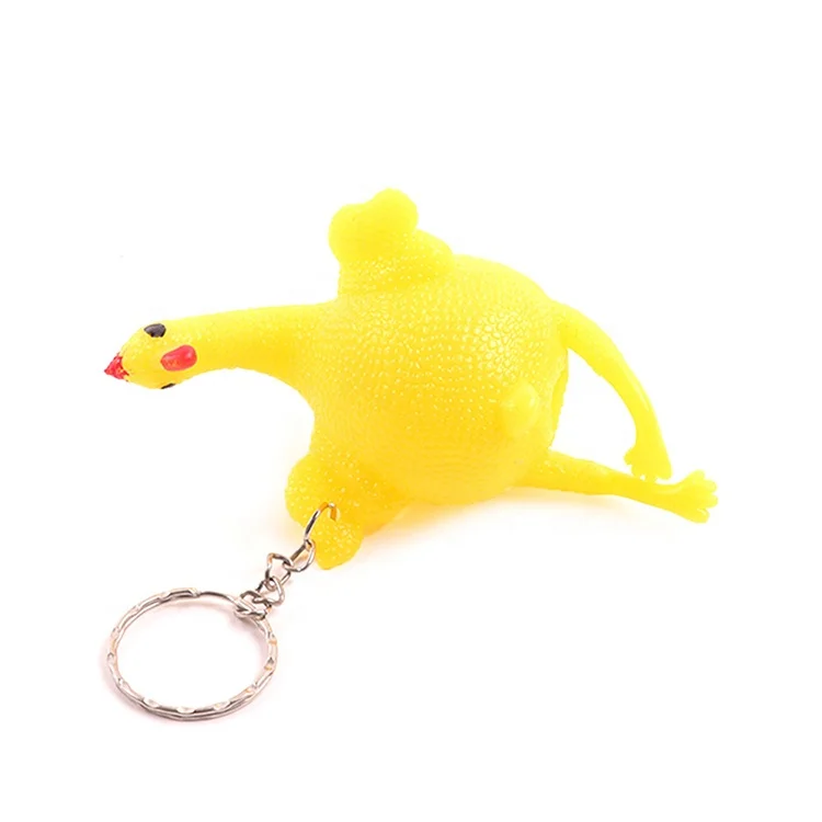 Halloween Day Funny Toy Chicken Egg Laying Hens Crowded Stress Ball Keychain 3D Rubber Keychain