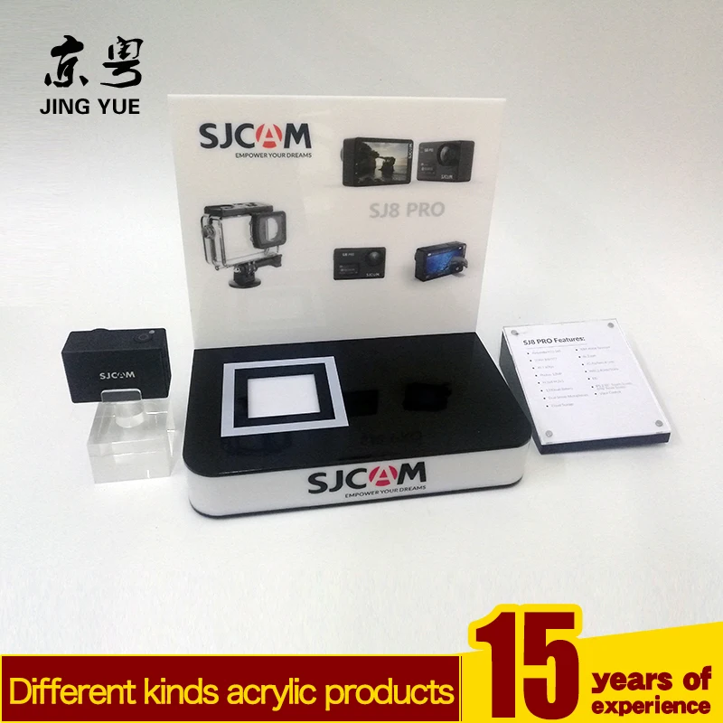 store shop counter desk pmma plexiglass led acrylic display stand for electronic products camera display acrylic camera display