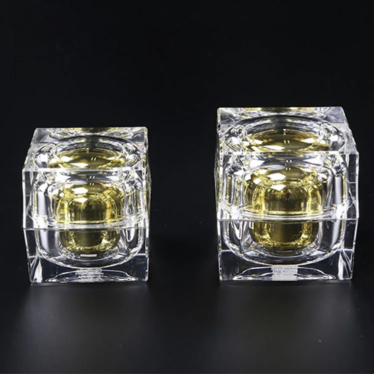 5G 10G 15G 30G 50G 100G Luxury Acrylic Square Double Wall Plastic Cream Jar With Colorful Square Cap