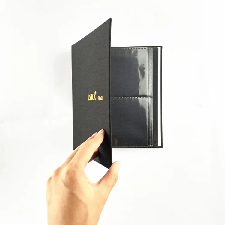 Custom Black fabric Nail art Card Album display 2 piece Photo Album  fit family photo Manufactory