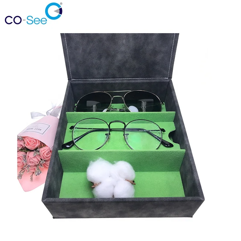 Custom print fashion granny chic multiple 3pcs custom glasses case with magnet