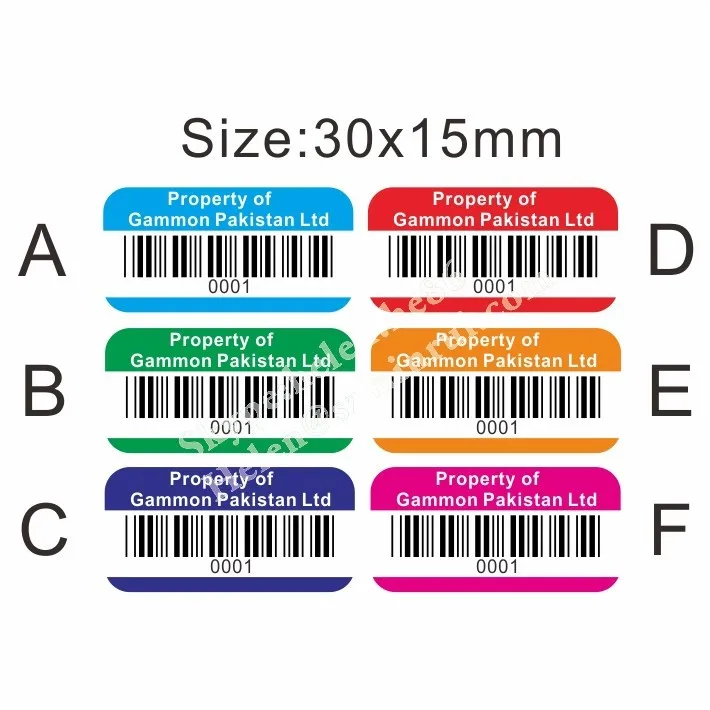 Custom Personal Property Identification Labels with Company Name and Barcode,Security Destructible Can not Remove Bar code Label