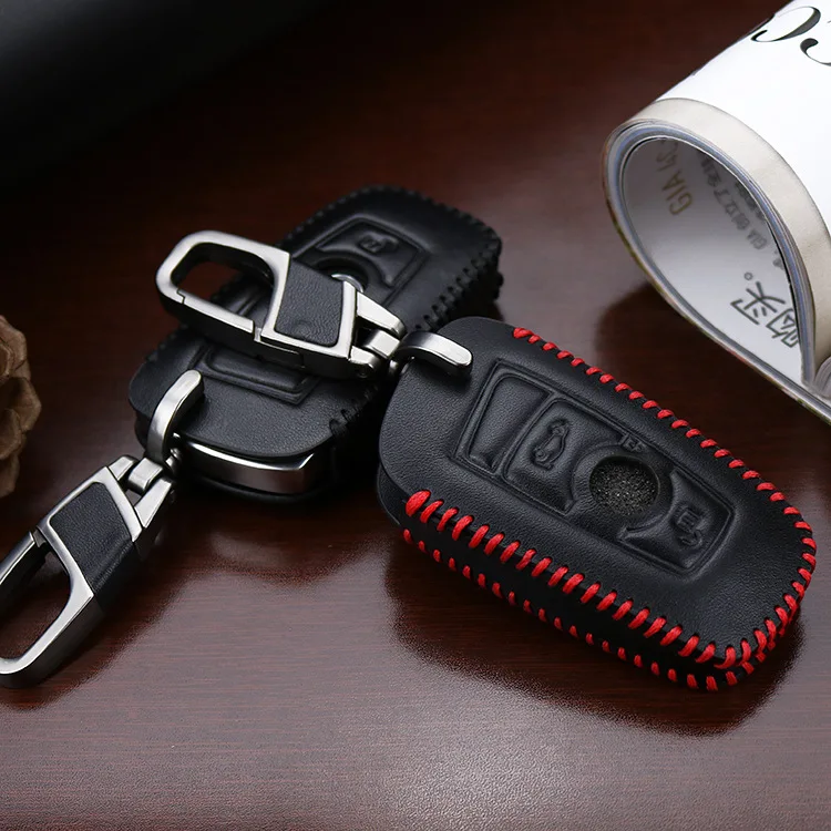 Genuine Leather Car Key Cover Key Holder Car Keyring Keychain suitable for BMW and other car models