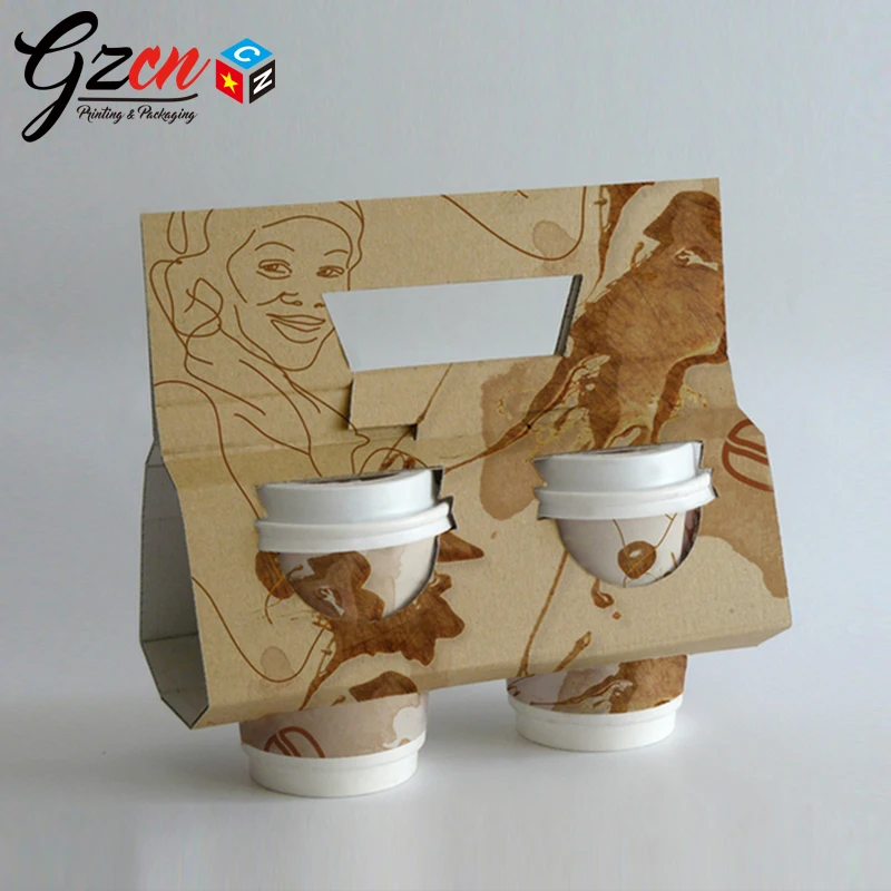 Recycled Environment friendly take away box paper coffee cup carrier