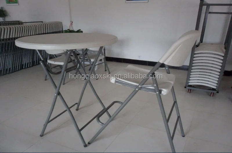 plastic folding bar round table/with locking pin to hold the panel/durable bar table for outdoor party use/80*110cm hot size set
