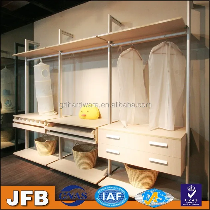 Dressing room partition aluminum wardrobe back wall cloakroom pole system closet bedroom simple wardrobe
