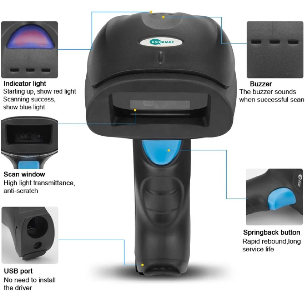 Cheap 2D Cmos Handheld Wireless Barcode Reader Cordless QR Code Scanner For POS
