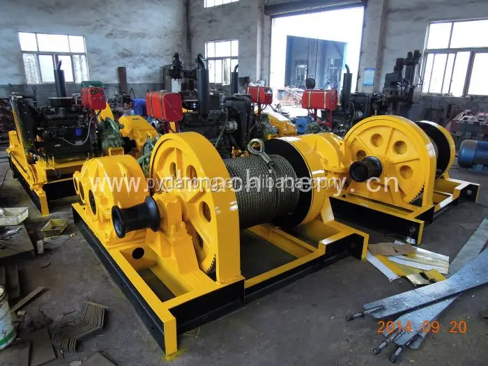 Deformation of winch drum with clutch diesel engine