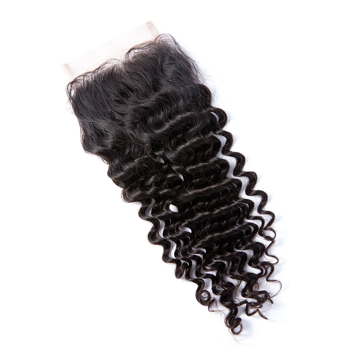 
GS hair deep curly human hair deep curly silk base closure with baby hair 