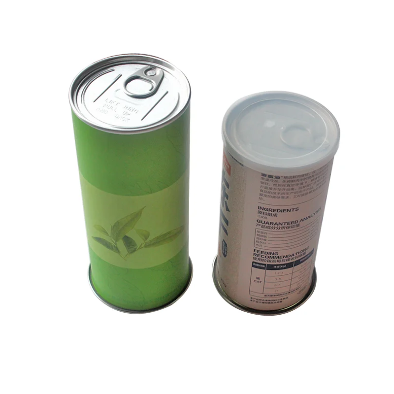 Custom made food grade easy open can lid paper tube packaging plastic lid aluminum film cardboard box for Potato chips