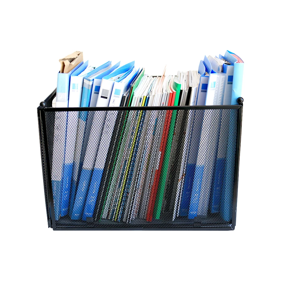 Wideny домашний офисный черный металлический Настольный складной органайзер для хранения одежды и документов сетчатый ящик для файлов папка органайзер для файлов