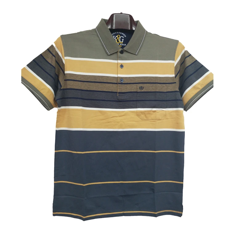 
T shirt printing bangladesh High quality Mens collar striped design cotton polo t shirt 