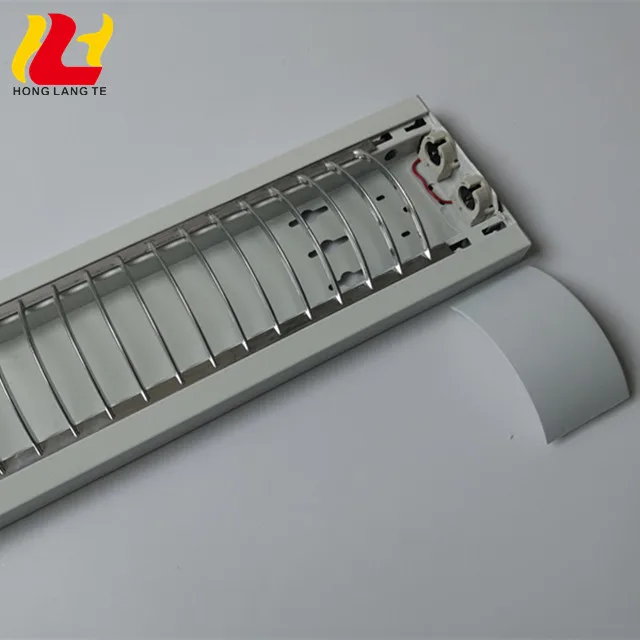 T8 T5  Double Tube Dustproof Grille Plastics Cover Workshop LED Fluorescent Fitting With Boxes Packaging Or With Ballast