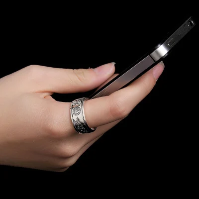 Real 925 Sterling Silver Rings For Men Carving Chinese Mythical Four Animals Dragon Tiger Tortoise Bird Rotatable Vintage Rings