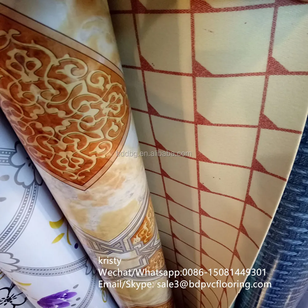 pvc flooring price in china Wood texture Cheap Price 1mm pvc roll Linoleum Rolls