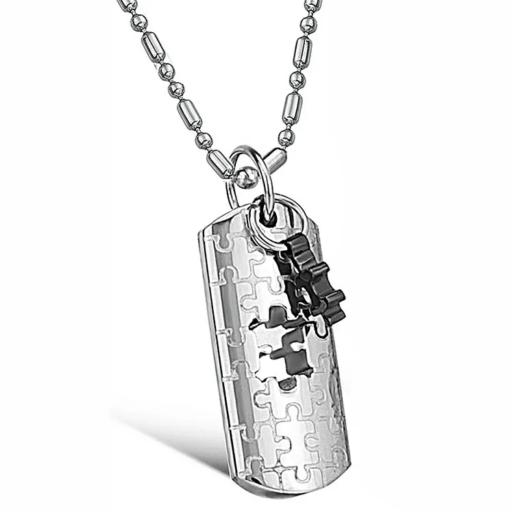 Marlary Stainless Steel Necklace For Men Women Chain Set For Couples Puzzle Pendant Necklace Couple Necklace