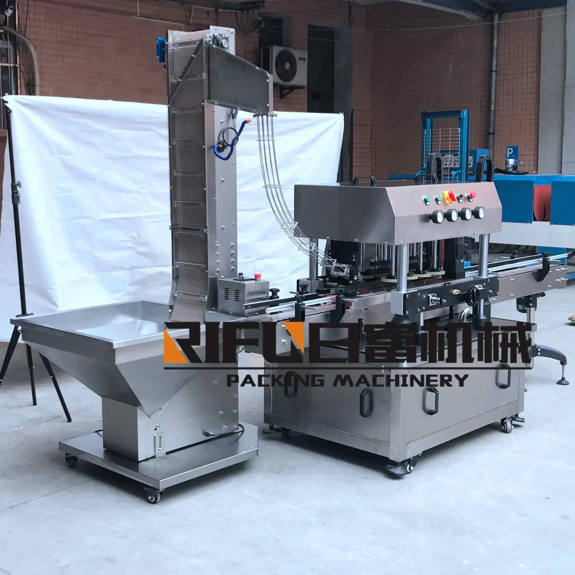 RF-140 automatic plastic/ glass bottle rotary plate capping machine with cap feeder