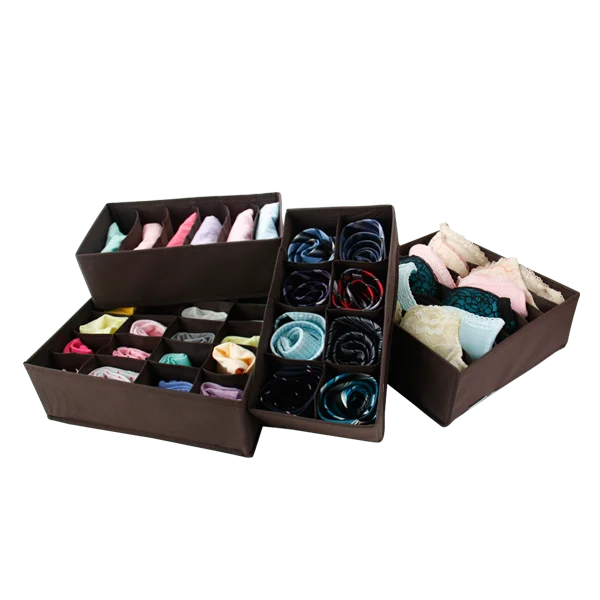 Best quality Durable 24 Cell 6 tiers Wardrobe Bra Underwear Organizer Storage Box Bamboo Ties Box Closet Divider Drawer