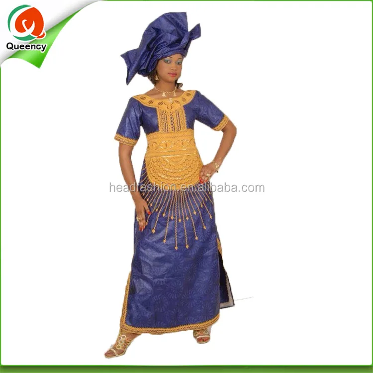 african bazin embroidery dress traditional women wear LQ112-3