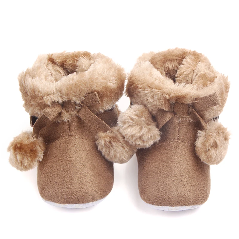 
Plush Ball Design Warm Baby Shoes Winter Baby Boots For Newborn First Walker 