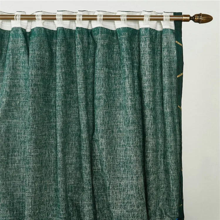 Dark green high grade printing cotton linen eyelet curtain