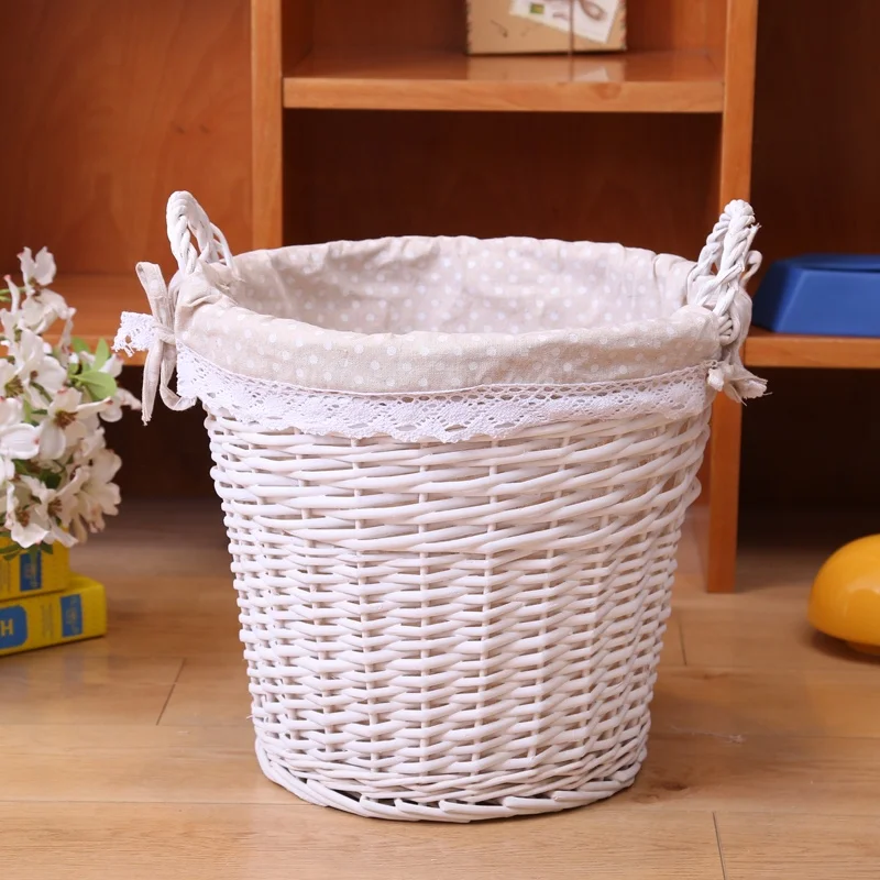 
Customized Cheap Round Wicker Willow Laundry Dirty Clothes Basket With two ears and lining 