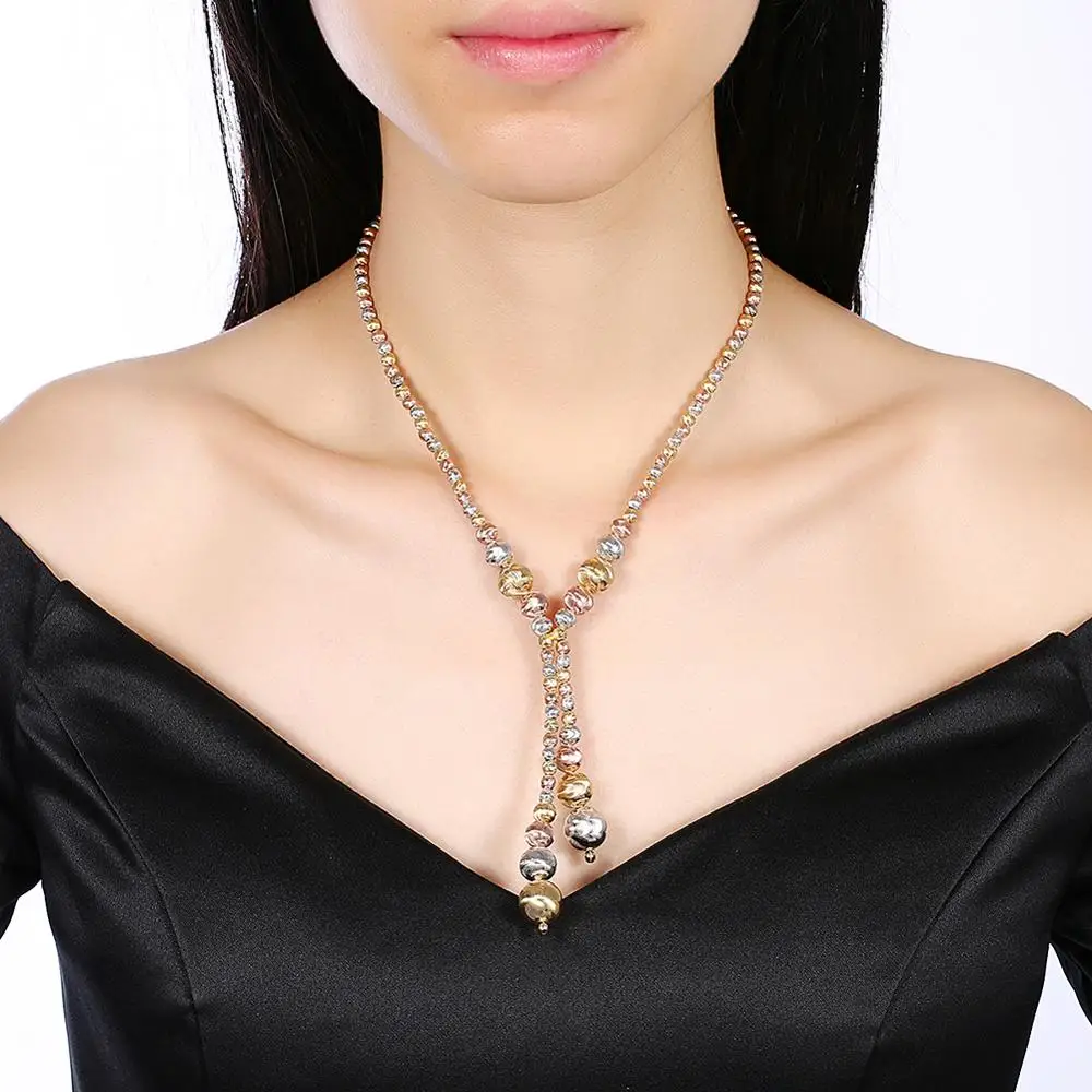Hot new products fashion jewelry light weight gold necklace designs Long beaded necklace