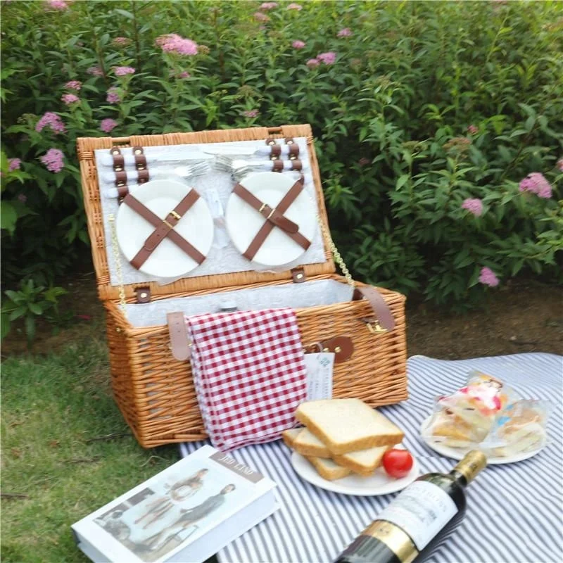 Wicker Picnic Hamper Basket 4 Person
