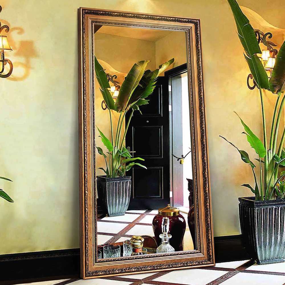 Retro stylish cosmetic wall long bedroom mirrors fitting room free standing mirror