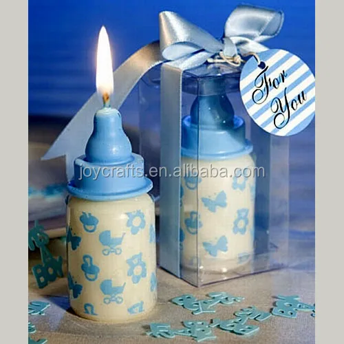 Blue Bottle Baby Shower Gift Candle