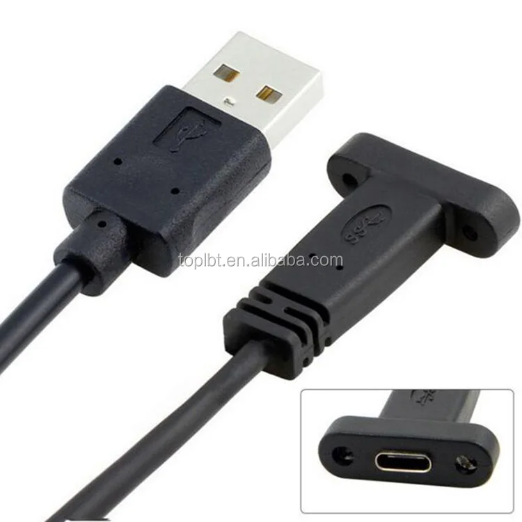 USB-C Type C Female with Screws Panel Mount to USB 2.0 a Male Data Cable