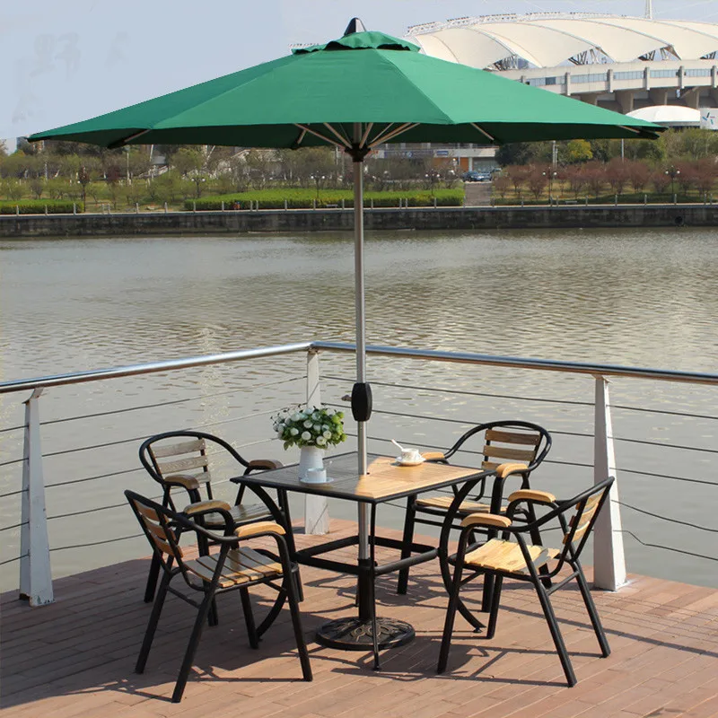 Best quality outdoor patio plastic garden chair garden chair set garden seat chair table sunshade umbrella set coffee leisure