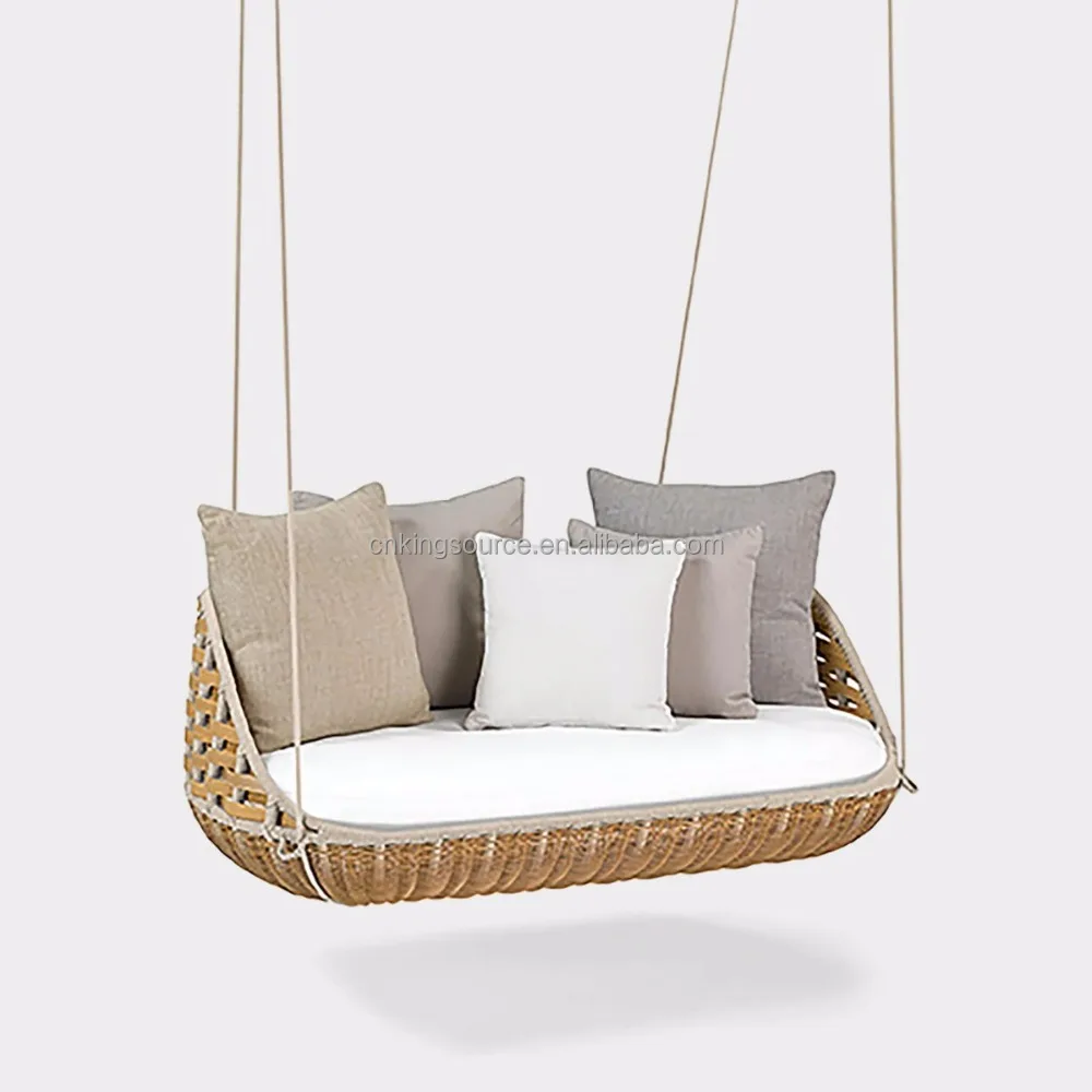 
All Weather Patio Furniture Wicker Swing Sofa Rattan Hanging Chair 