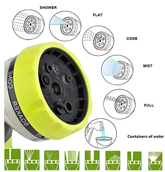 2018 new products soft grip ABS multi function garden hose brass water spray nozzle with variable flow controls