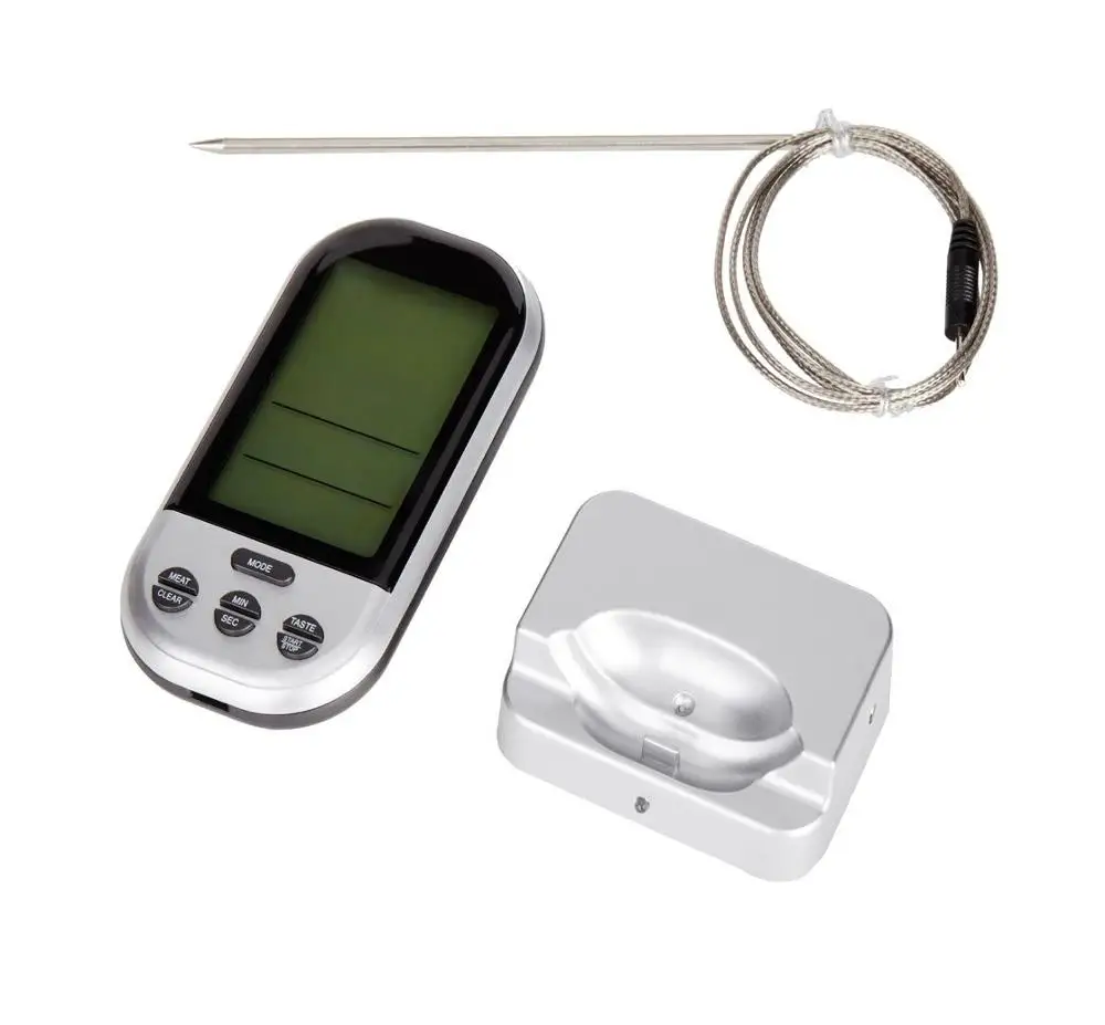 EN-2010 Wireless Remote Digital Cooking Meat Thermometer with Kitchen Countdown Timer and Stainless Steel Sensor Probe