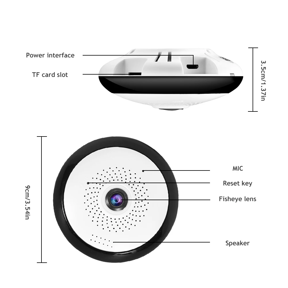  Хит продаж в помещении 2 МП 1080P портативная камера наблюдения рыбий глаз Wi-Fi IP-камера