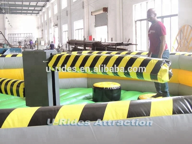 U-Rides Attraction 8m wide Eliminator Wipeout meltdown game inflatable wipeout games for mechanical bull