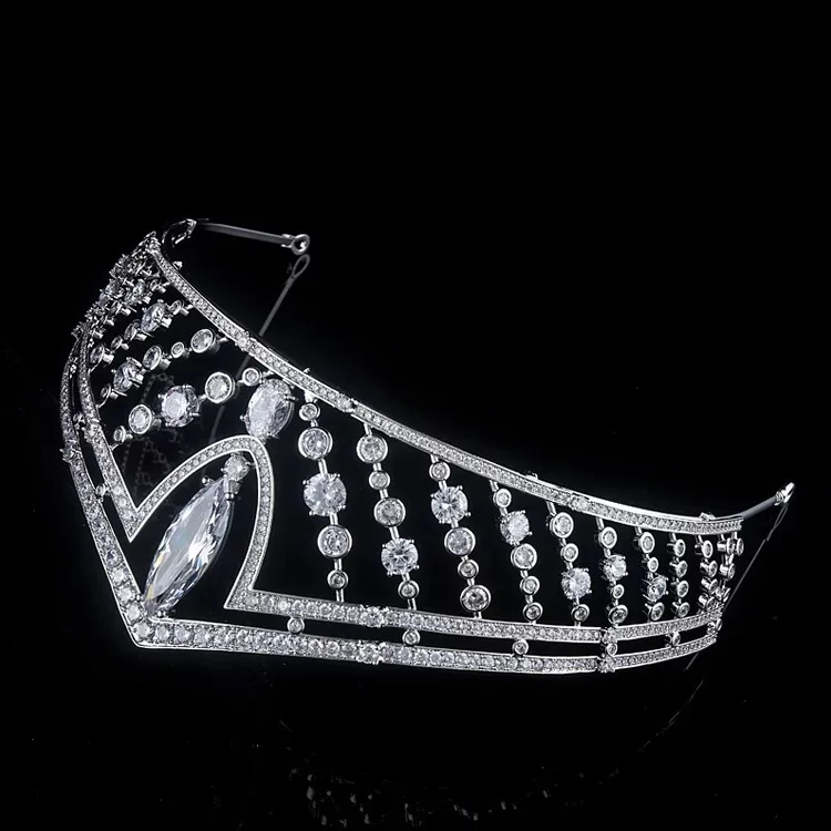 pageant new design wholesale zircon tiaras and pearl wedding bridal hair crown jewelry