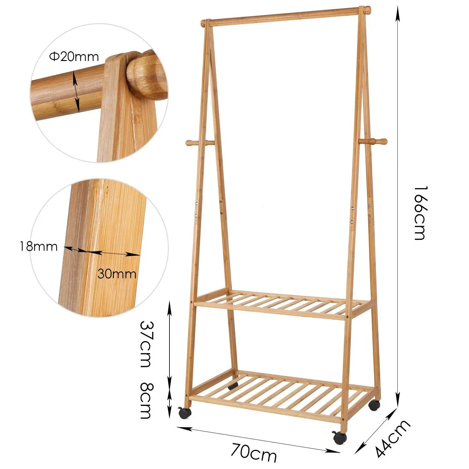 standing antique rustic bamboo wooden foldable wall wood coat stand cloth hanger rack