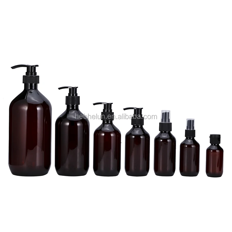 60ml 100ml 150ml 200ml 250ml 300ml 500ml 1L Pump Sprayer Hand Wash Shampoo Amber PET Plastic Bottles   