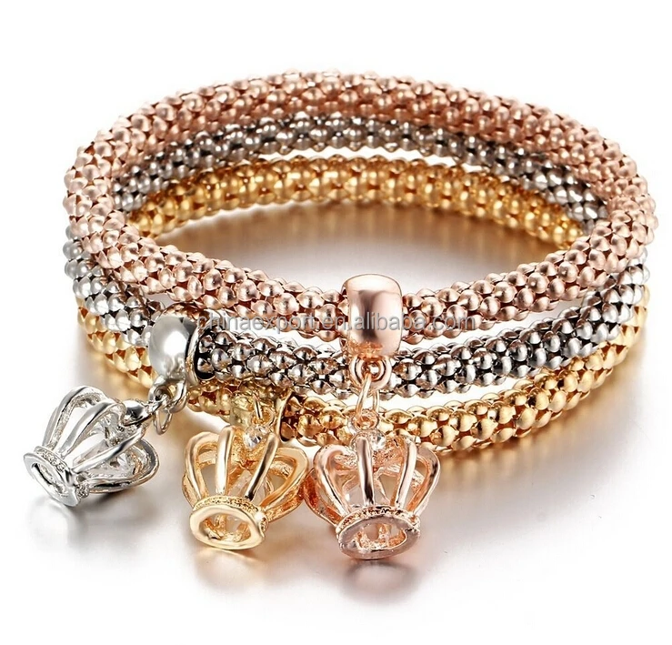 
2020 Saudi Women Accessories Stretch Gold Silver Plated Charm Bracelet jewelry For Bride 