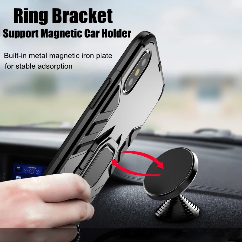 Black Leopard Incar 360 Magnetic Phone Case for iPhone14 13 PRO MAX X XR 6 6S 7 8 Plus Stand Phone Case Cover