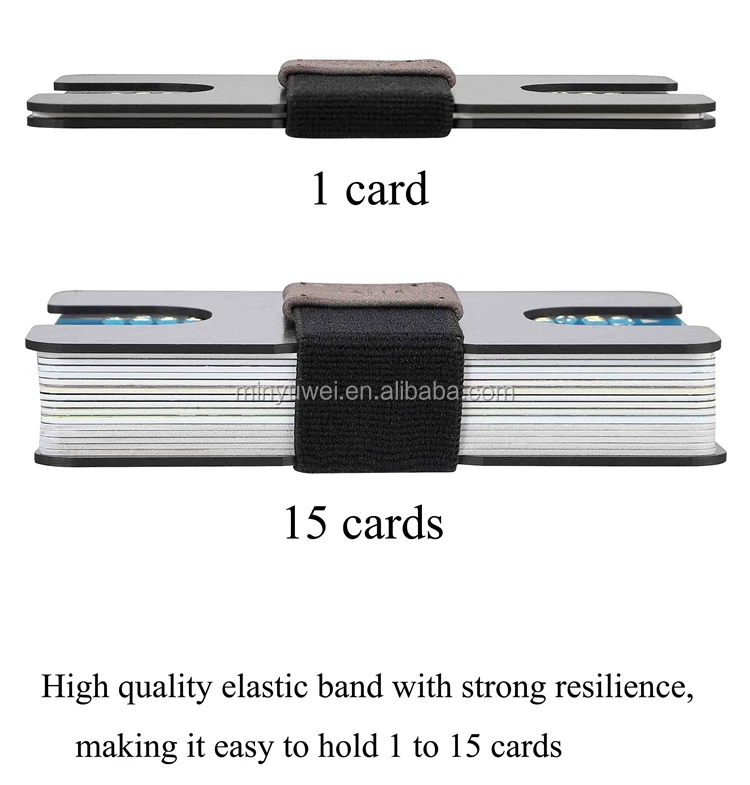Durable fashion two carbon fiber plates wallet front pocket super thin carbon fiber sheet card holder connect by elastic band