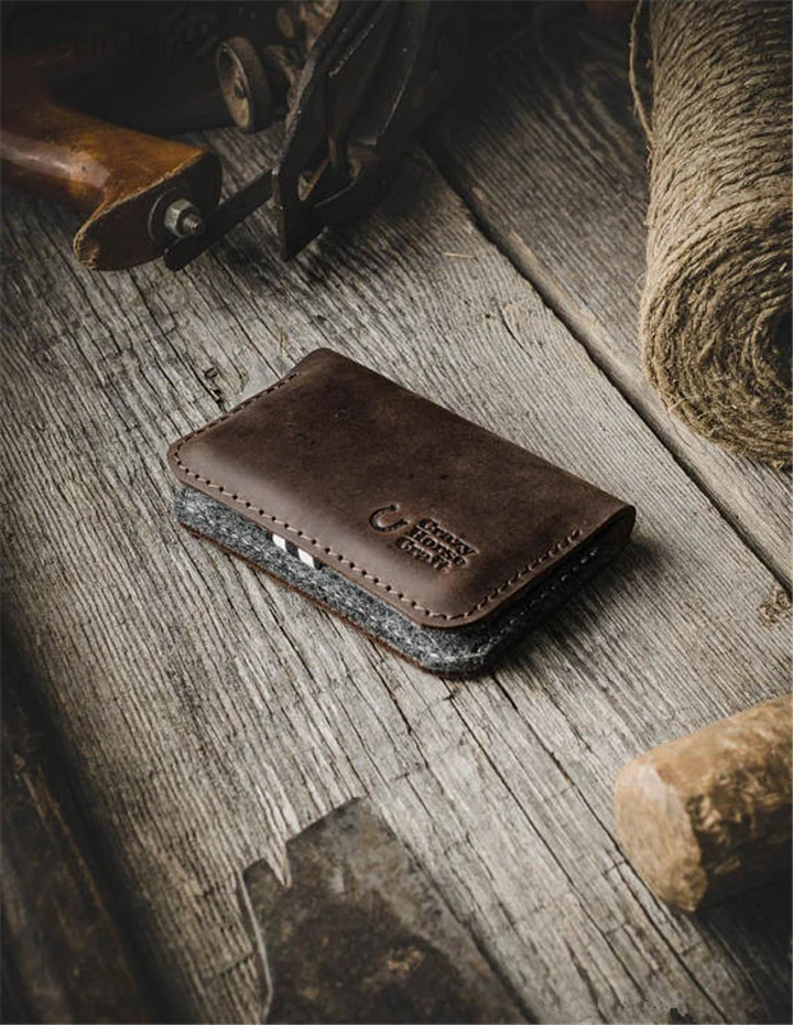 Wholesale retro durable Handmade high quality leather card holder, credit card wallet, business card case