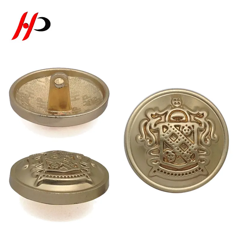 Eco Friendly Nickel Free Fancy Shiny Plating 18mm Round Custom Made Gold Metal Sewing Shank Shirt Button