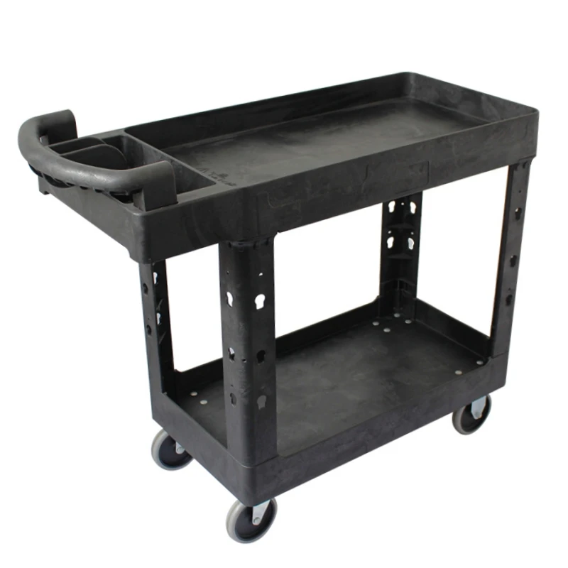 Two tray handle plastic service trolley cart Utility cart