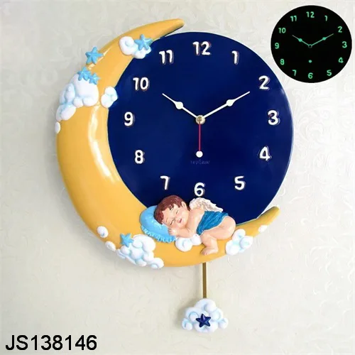Noctilucence clock night wall clock pandulum Sleeping angel clock
