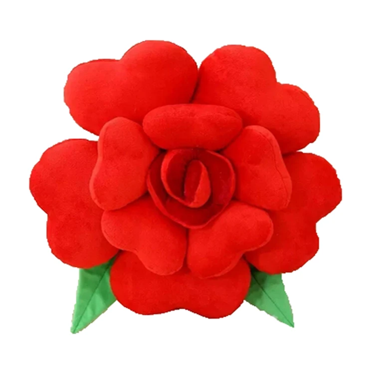Top sale quality red heart petal rose shape lovely valentine gift pillow for girls
