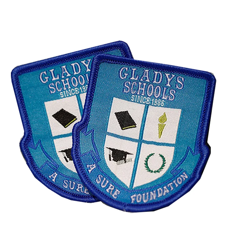 Custom Private Brand Name Logo Woven Patch Garment Woven Badge Uniform Patch Woven Badges Custom Embroidered Patches For Hats