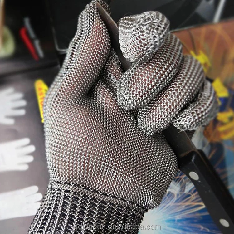 Guantes De Malla De Cadena Carnicero Luvas De Malha De Aco Stainless Steel Wire Glove Cut Resistant Butcher Steel Wire Gloves